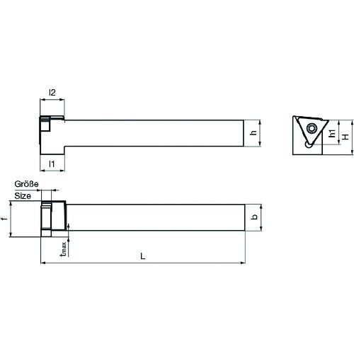GUHRING 溝入れ工具 角シャンクホルダ・オフセット90° 外径加工用 外部給油 レギュラ- GH305.0750.500.90.08.R