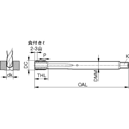 GUHRING 切削タップ メ-トル並目ねじ モジュラタップヘッド止まり穴用 M22×2.5
