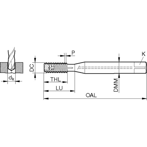 GUHRING アルミ用フォーミングタップ メ-トル細目ねじ M14×1.5 ラジアルクーラント穴付き