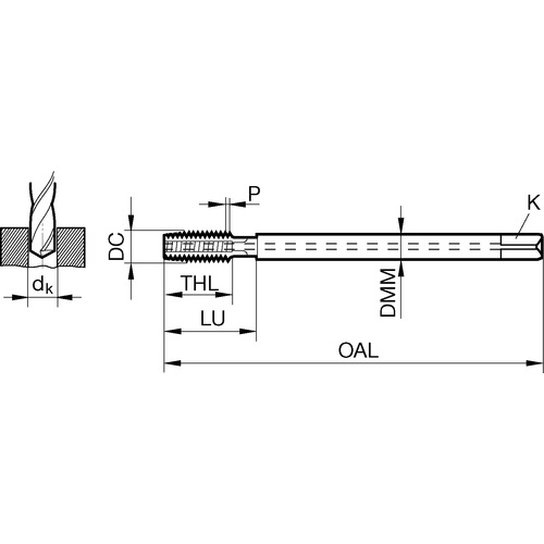 GUHRING メートル並目ねじ用タップ ロング AlCrNコート M16×2.0