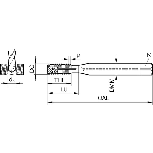 GUHRING フォーミングタップ ISO メートル並目ねじ ラジアルクーラント穴付き M24×3.0