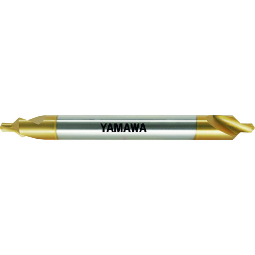 ヤマワ ロングシャンクコーティング強ねじれ溝A形90° センタ穴ドリル CE-QL V L150 1.5X90°X5