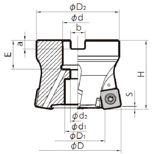 京セラ 高送りカッタ MFH Harrier フェースミル（SOMT14タイプ）インチ仕様 刃径100mm 刃数7枚 全長63mm